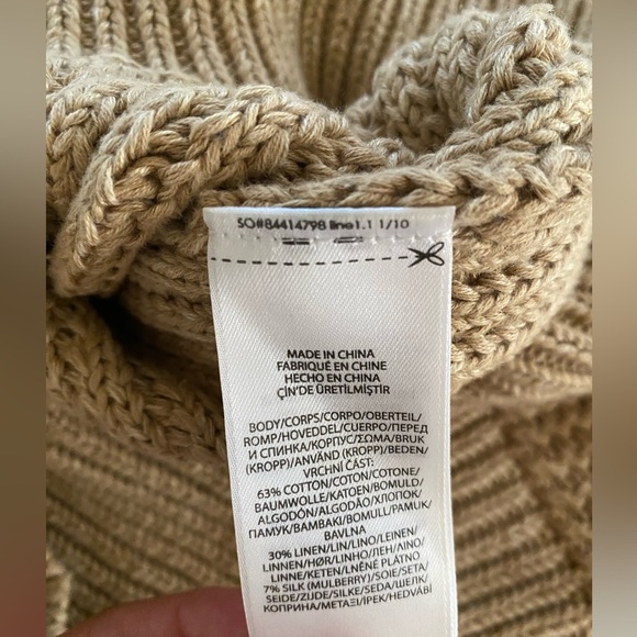 Polo Ralph Lauren Openwork Cotton-Blend Women's Tan Camel Crew Neck Sweater - Picture 5 of 5